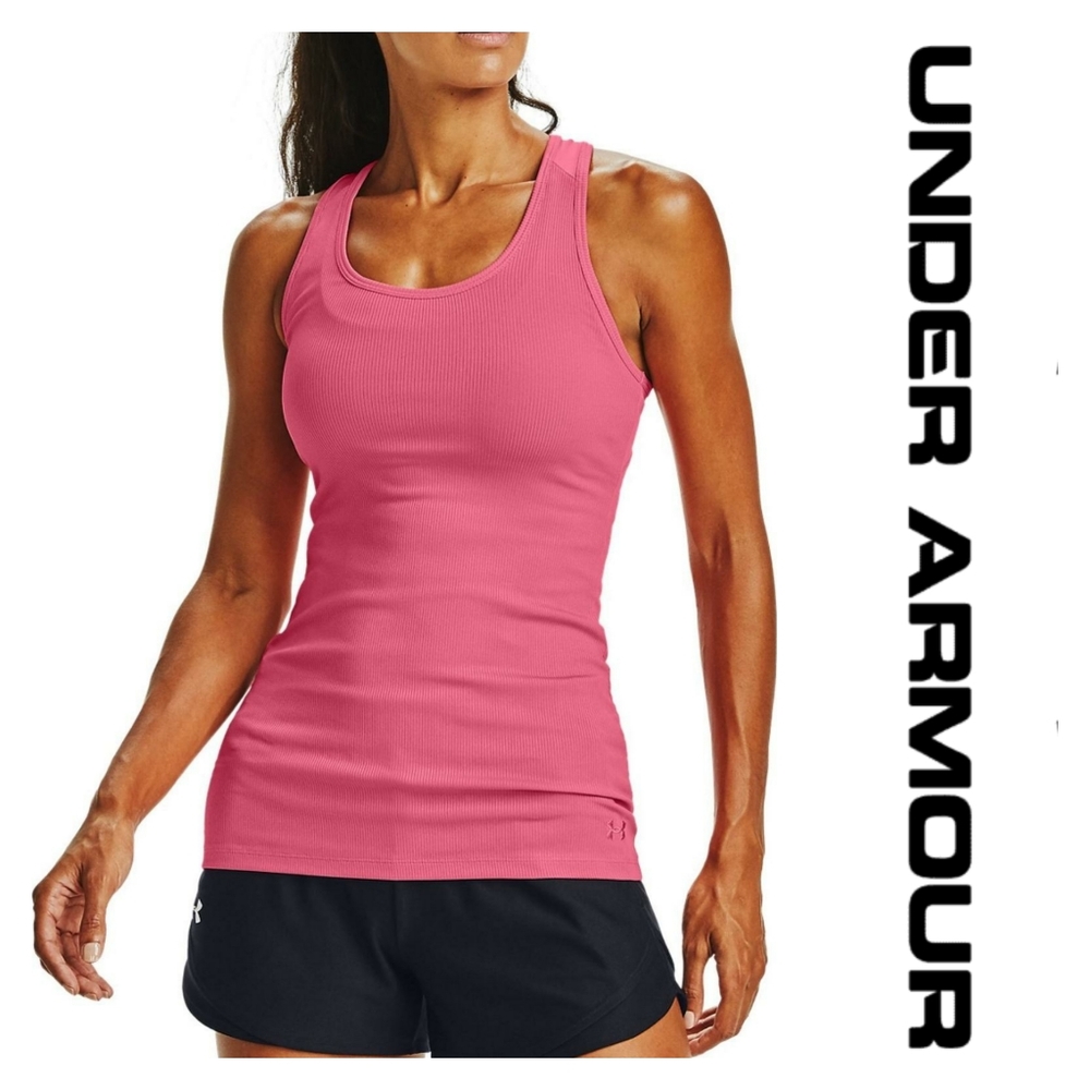 Under Armour Ribbed Tech Pink Neon Tank Top Size S
